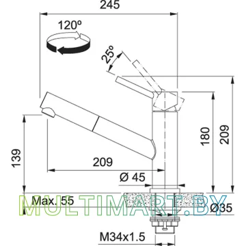 Смеситель Franke Orbit Pull Out 115.0623.057 (хром/оникс) картинка 2
